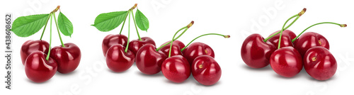 Cuadro en lienzo red sweet cherry isolated on white background with full depth of field