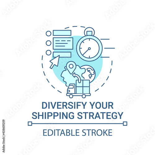Diversify shipping strategy concept icon. Online marketplace success tip abstract idea thin line illustration. Logistics management. Vector isolated outline color drawing. Editable stroke