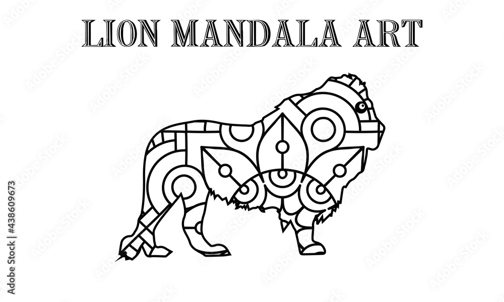 Obraz premium Adult coloring page for antistress with lion.