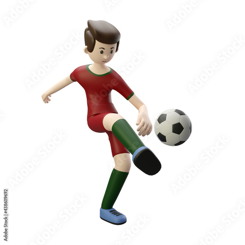 3d character render football/soccer player kick the ball © Polyland