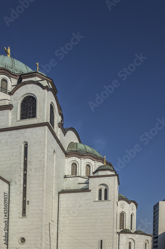 Detail of Church of Saint Sava ("The Temple of Saint Sava") - Serbian Orthodox church on Vracar plateau in Belgrade. Serbia. 