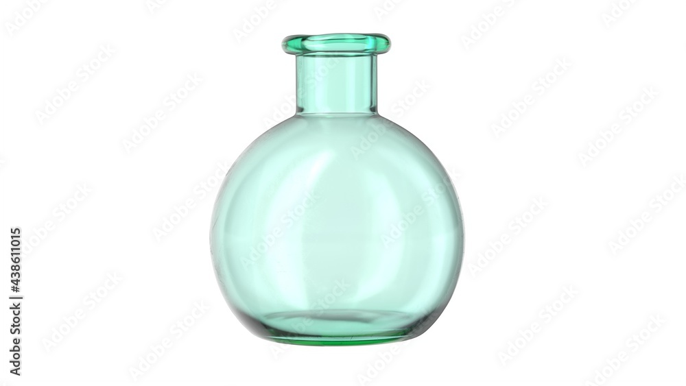 3D illustration of clean glass flask isolated on white 3D illustration of clean glass flask isolated on white