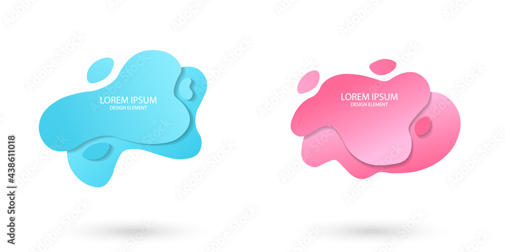 Fluid frame isolated on white background. Set of abstract liquid shapes, colorful elements, gradient waves with geometric lines, dynamical forms. Vector flat design for banner, flyer, business card Fluid frame isolated on white background. Set of abstract liquid shapes, colorful elements, gradient waves with geometric lines, dynamical forms. Vector flat design for banner, flyer, business card