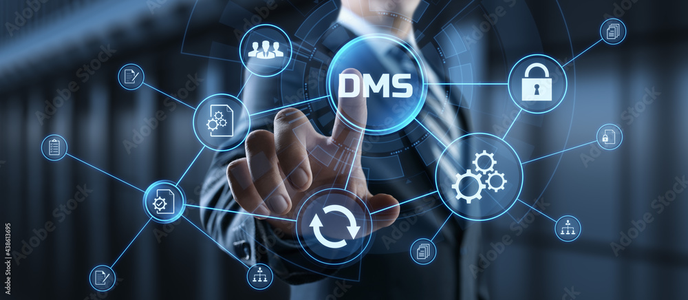 DMS Document management system business technology concept. DMS Document management system business technology concept.