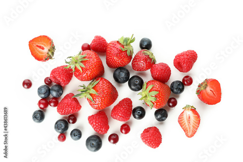 Delicious berry mix isolated on white background