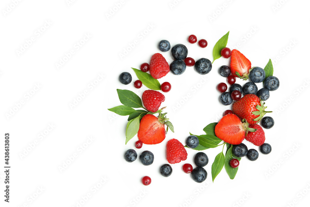 Delicious fresh berry mix on white background Delicious fresh berry mix on white background