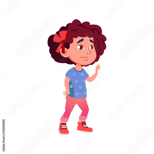 little girl infant say good bye best friend cartoon vector. little girl infant say good bye best friend character. isolated flat cartoon illustration