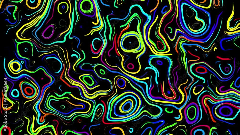 Abstract creative looped bg with curled lines like trails of different colors. Lines form swirling pattern like curle noise. Abstract 3d looping flowing animation as bright creative festive background Abstract creative looped bg with curled lines like trails of different colors. Lines form swirling pattern like curle noise. Abstract 3d looping flowing animation as bright creative festive background