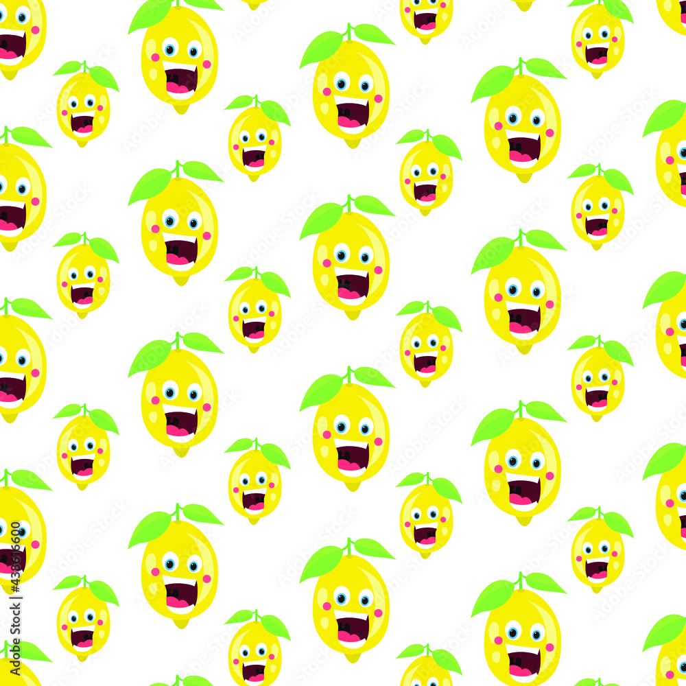 Fototapeta premium Lemon pattern. Vector image of food. Scalable, seamless pattern. Print template for packaging, paper, textiles.