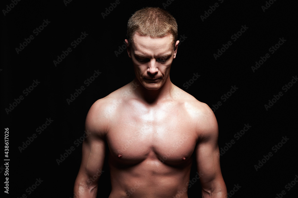 Fototapeta premium body-builder Boy. Naked body muscular Man