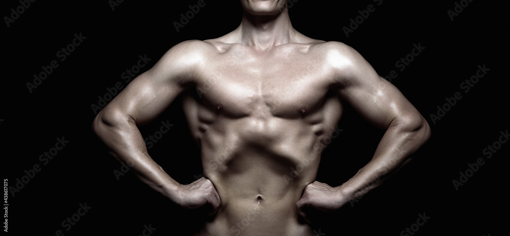 Fototapeta premium body-builder Boy. Naked body muscular Man