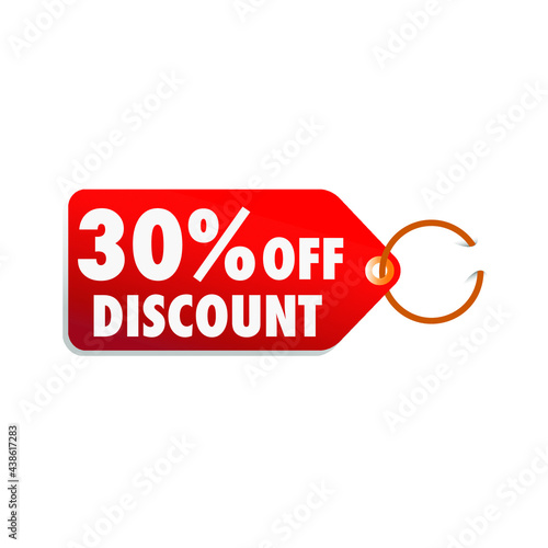  isolated red sale tag 30% discount offer white background