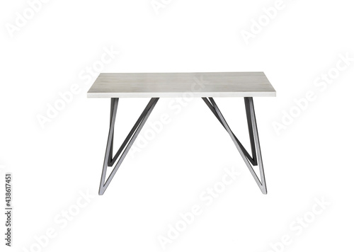 Bild auf Leinwand wooden table with metal legs on white background