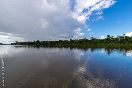 Overcast Weather With White Clouds Reflecting On Suriname River