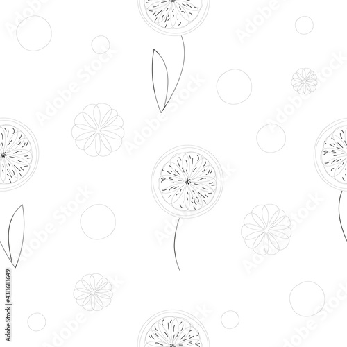 Seamless black and white pattern with hand drawn flowers. Creative vector background for fabric, textile