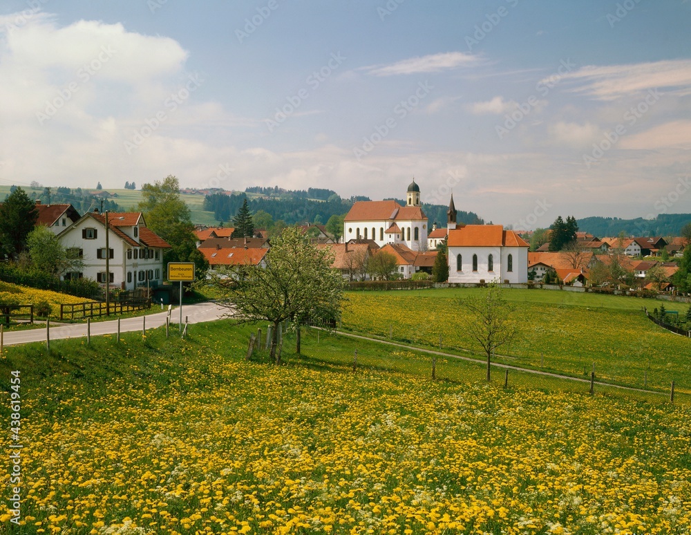 germany, upper bavaria, bernbeuren, village view, spring, 