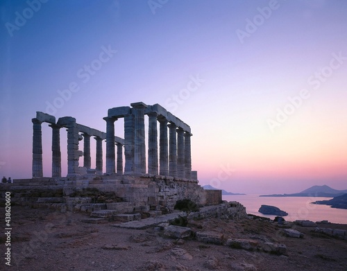 greece, cape sunion, poseidon, temple, sunset, attica peninsula, ruin, temple ruins, culture, poseidon temple, columns, sight, evening, mood, antiquity,  photo