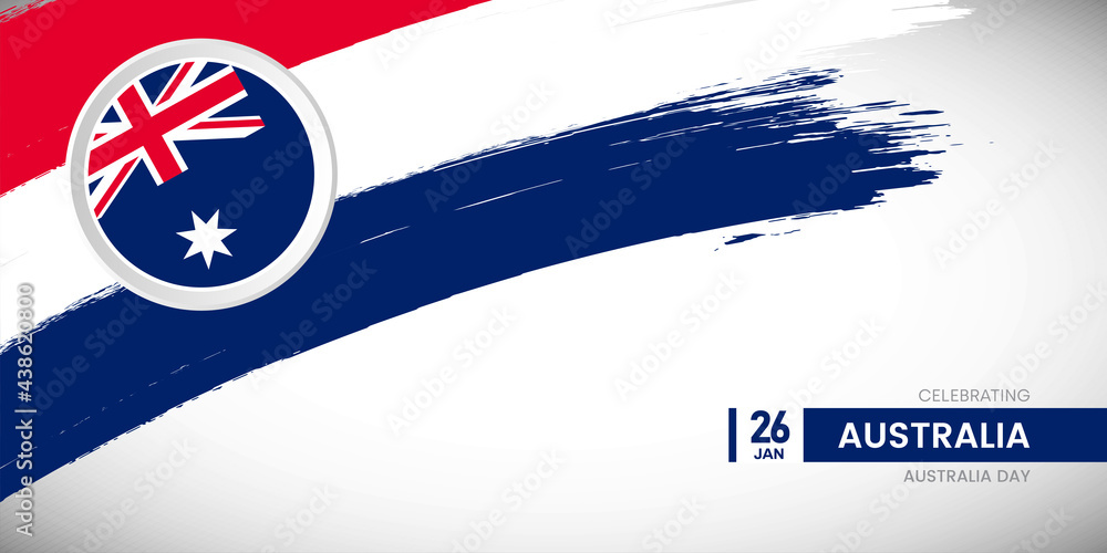 Obraz premium Creative brush stroke with flag of Australia country. Happy Australia day background with grunge flag
