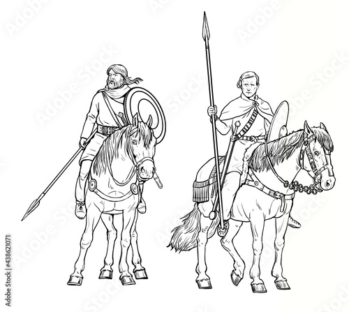 Vászonkép Mounted Germanic warriors