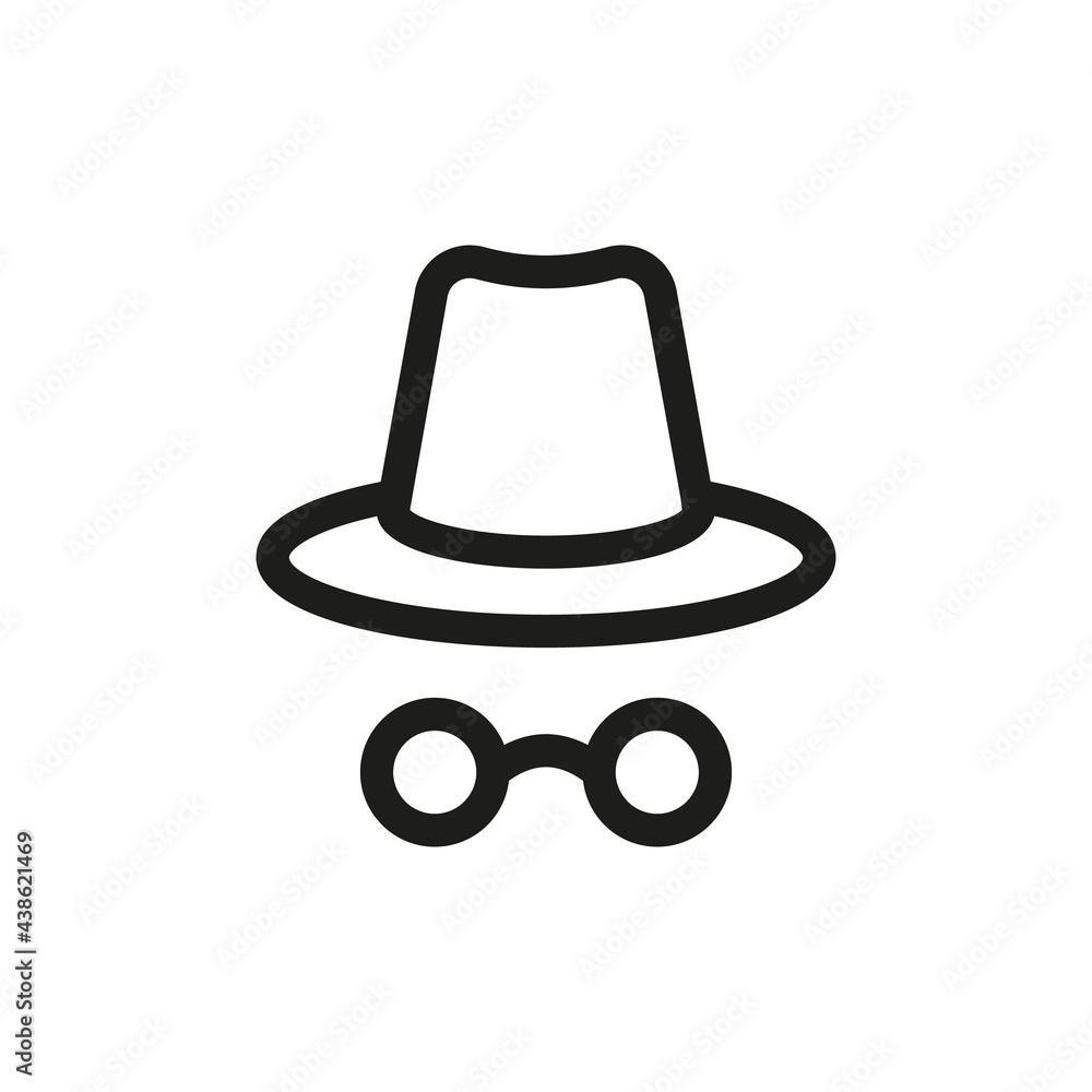 Incognito symbol icon. Anonymous browsing sign. Usage for website and mobile app design. Incognito symbol icon. Anonymous browsing sign. Usage for website and mobile app design.