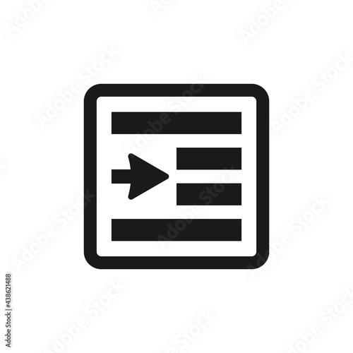Indent paragraph icon. Text alignment symbol. Text editor button sign for web and mobile usage.