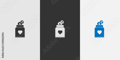 vector illustration save money icon, coin jar,moneybox,piggy-bank,funding economy symbol on black and white background