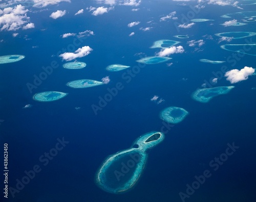 maldives, baa atoll, islands, aerial view, sea, indian ocean, island, atoll, coral islands, coral island, clouds, nature, landscape, 