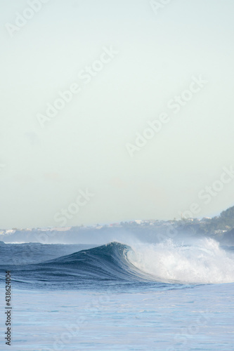 A wave about to break on the sea in Reunion Island