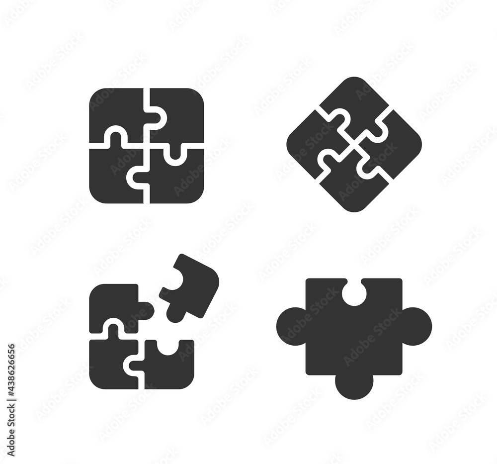 Puzzle, jigsaw line icon set. Puzzle, jigsaw line icon set.