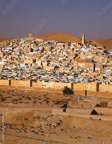 algeria, m'zab valley, beni isguen, cityscape, valley, africa, north africa, sahara, desert, m'zab, mzab, beni-isguen, holy city, mozabites, 