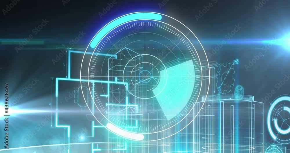 Animation of scope scanning and data processing over digital screen Animation of scope scanning and data processing over digital screen