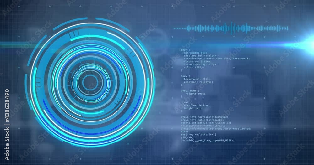 Animation of scope scanning and data processing over digital screen Animation of scope scanning and data processing over digital screen