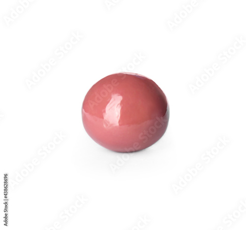 Delicious pink chocolate candy isolated on white