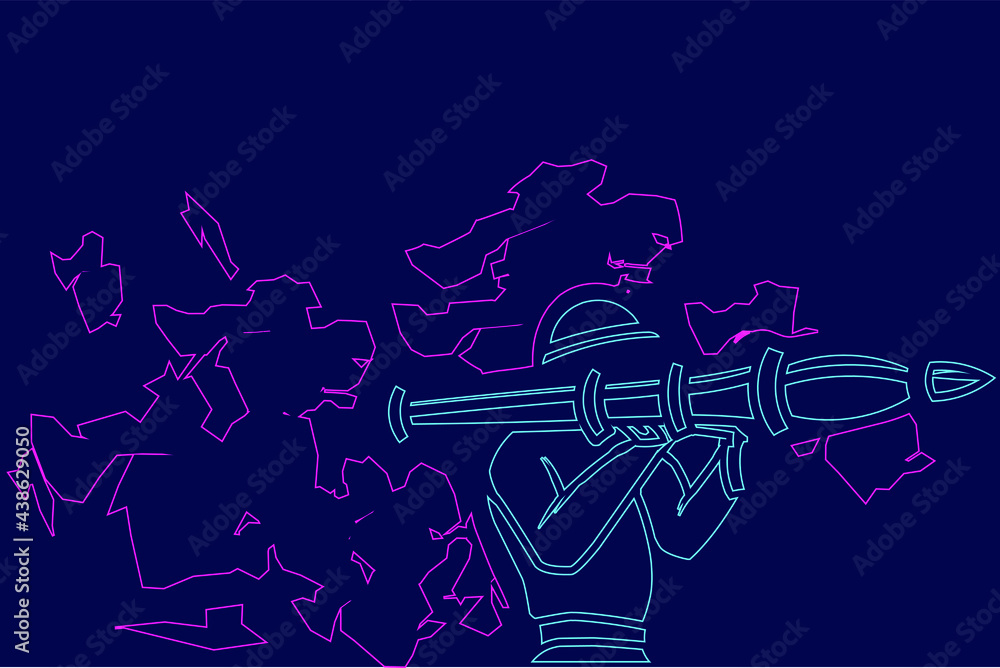 Soldier army in war line pop art potrait logo colorful design with dark background. Abstract vector illustration. 