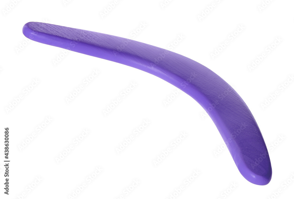 Purple boomerang isolated on white. Outdoors activity Purple boomerang isolated on white. Outdoors activity
