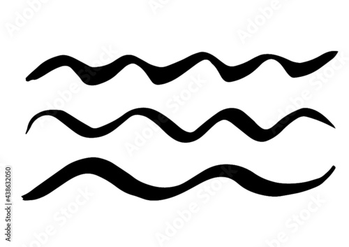 Under line,wavy line,vector set,hand drawn,brush paint,black ink,white background,手書き,筆書き,ブラシ,墨,波線,曲線,ライン,背景白