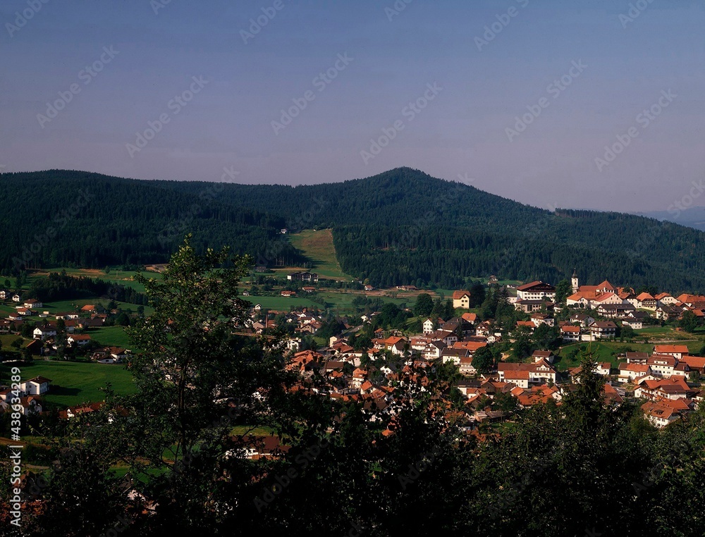 germany, bavarian forest, bodenmais, place overview, bavaria, place, overview, houses, forest, landscape, 