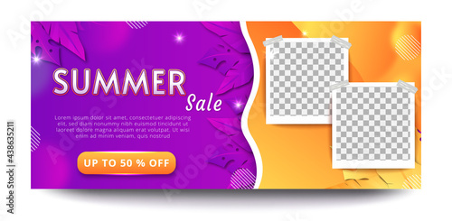 Summer season sale web banner template