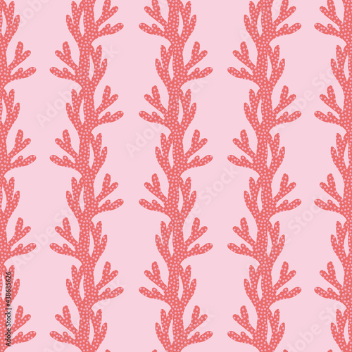 Red Polka Dot Coral Striped Seamless Pattern Background