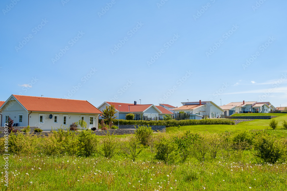 Residential area with houses in the summer