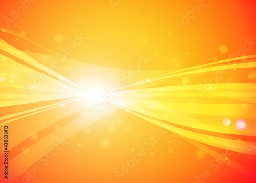 Gold wave line and sparkle rays glitter lights with bokeh elegant lens flare abstract background. wave sparks background.