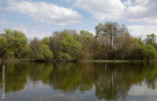 Lake in Starozhivotinnoye, spring, suburb of Voronezh