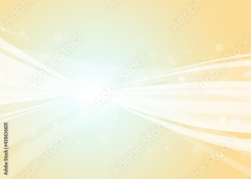Yellow wave line and sparkle rays glitter lights with bokeh elegant lens flare abstract background. wave sparks background.