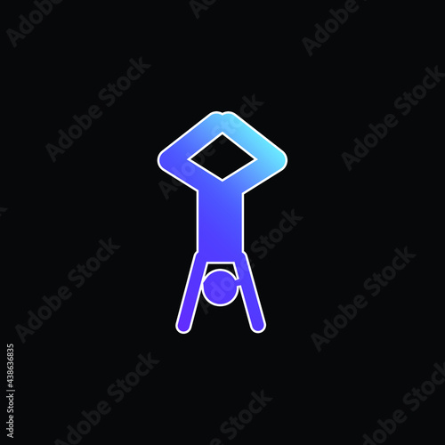 Acrobat Posture Silhouette With Head Down And Legs Up blue gradient vector icon
