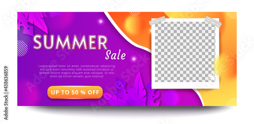 Summer season sale web banner template