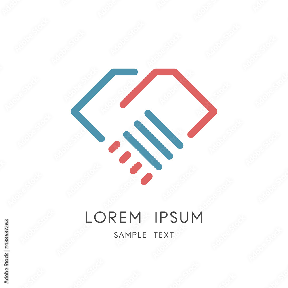 Handshake outline logo - shake hands and square symbol. Partnership, cooperation and teamwork vector icon. Handshake outline logo - shake hands and square symbol. Partnership, cooperation and teamwork vector icon.