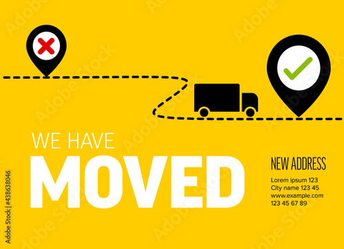 We are moving minimalistic yellow flyer template photo