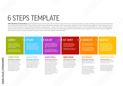 Vector flat progress six steps template