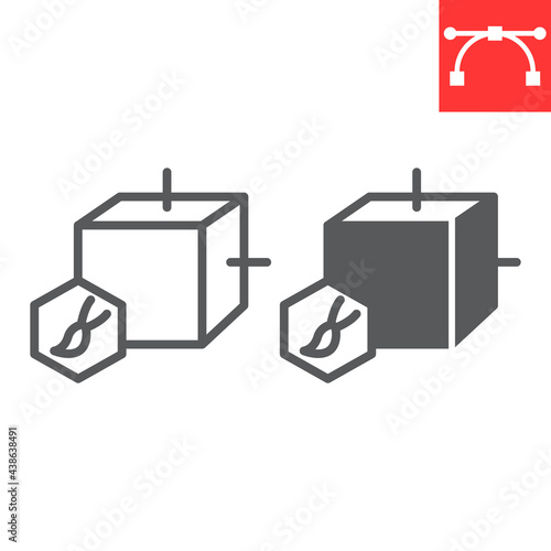 Art to NFT line and glyph icon, unique token and nft blockchain, non fungible token vector icon, vector graphics, editable stroke outline sign, eps 10.