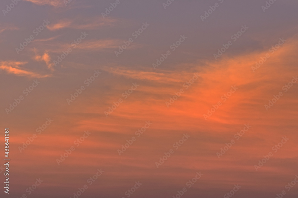 Sunset sky on evening time in summer season, cloud and sky background